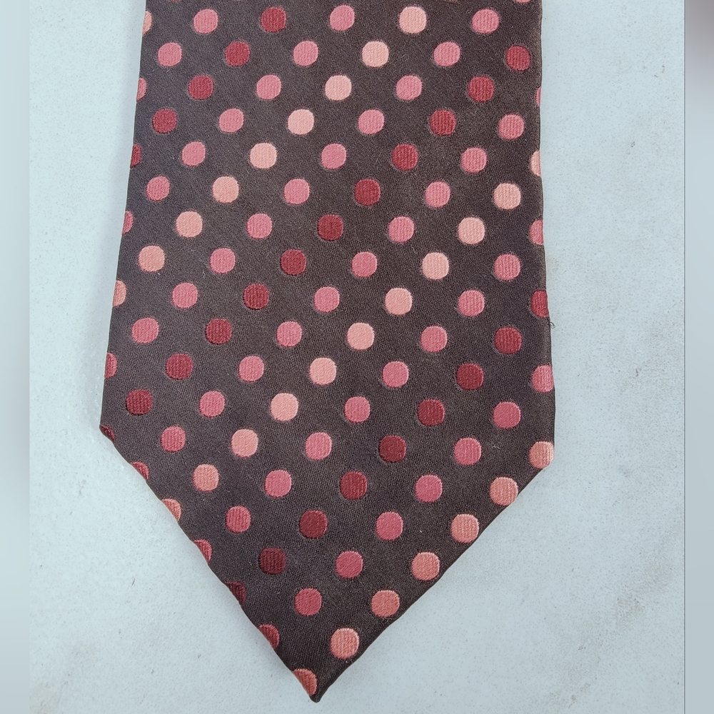 VTG Y2K BCBG Attitude Men's Red Brown Polka Dot Ombre 100% Silk 3.5" Tie
